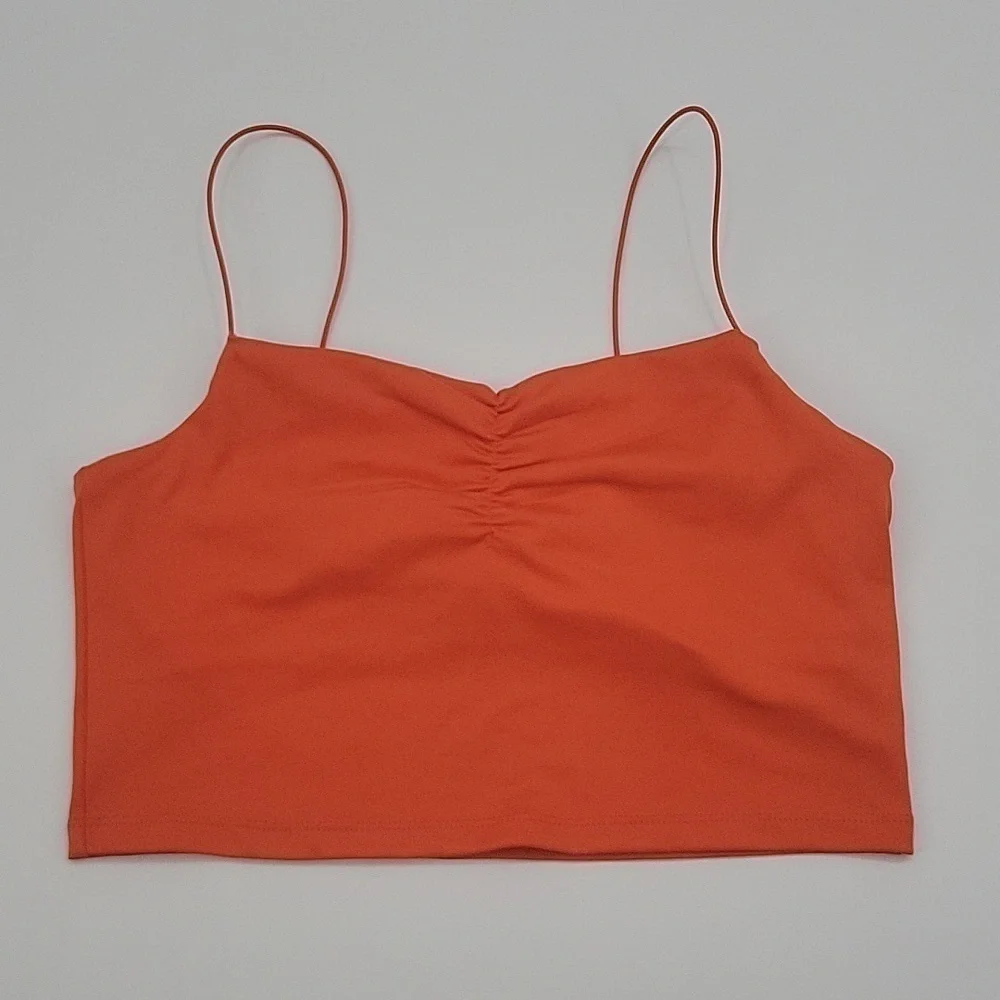 Madewell Flex Sweetheart Crop Tank Top in Brilliant Tangerine size XXS NWT NL307